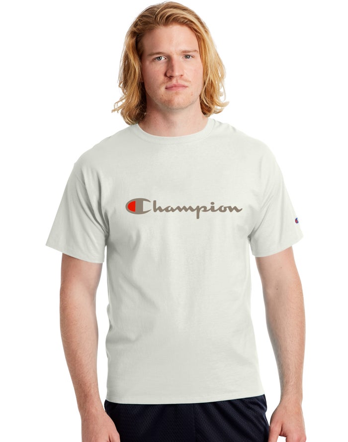 Champion T-Shirt Heren - Wit - Classic Jersey Script Logo ( 491238-DVI )